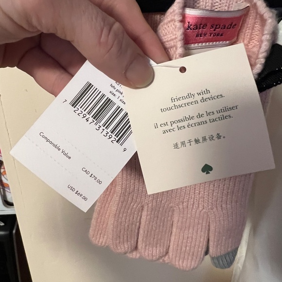 NWT Kate Spade Tech Friendly Knit Pink Gloves - Picture 2 of 3